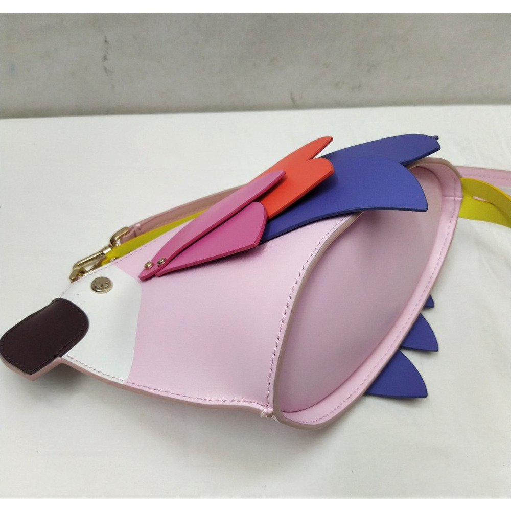 Kate Spade New York Flock Party Multicolor Parrot Leather Zipper Crossbody Bag - Picture 9 of 16